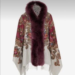Wolfie Furs Flora Fox Fur Wool & Cashmere Shawl